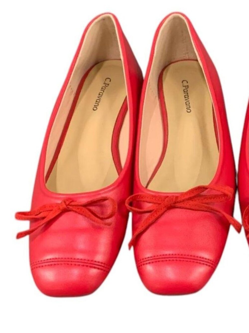 New C Paravano ELENA Toe Cap Red Ballet Flats Shoes - EU 36 / US